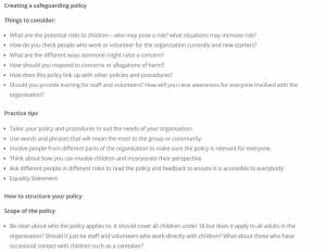 Creating a safeguarding policy