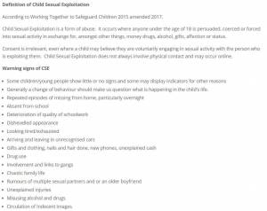 Definition of Child Sexual Exploitation