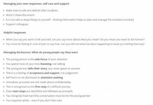 Managing your own responses, self care and support