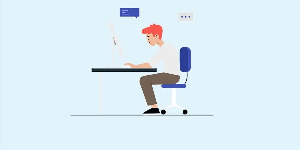 Cartoon of student studying at a desk